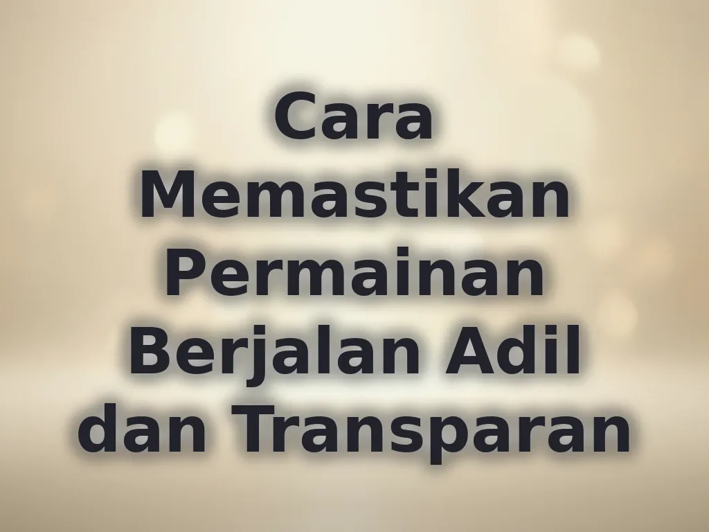 Cara Memastikan Permainan Berjalan Adil dan Transparan